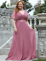 Prudence | Empire Waist Prom Dress with Flutter Sleeves