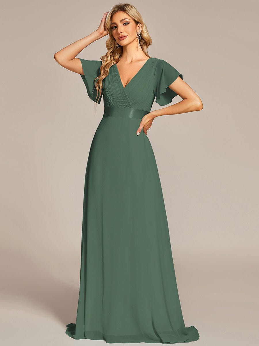 Prudence | Empire Waist Prom Dress with Flutter Sleeves