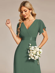 Prudence | Empire Waist Prom Dress with Flutter Sleeves