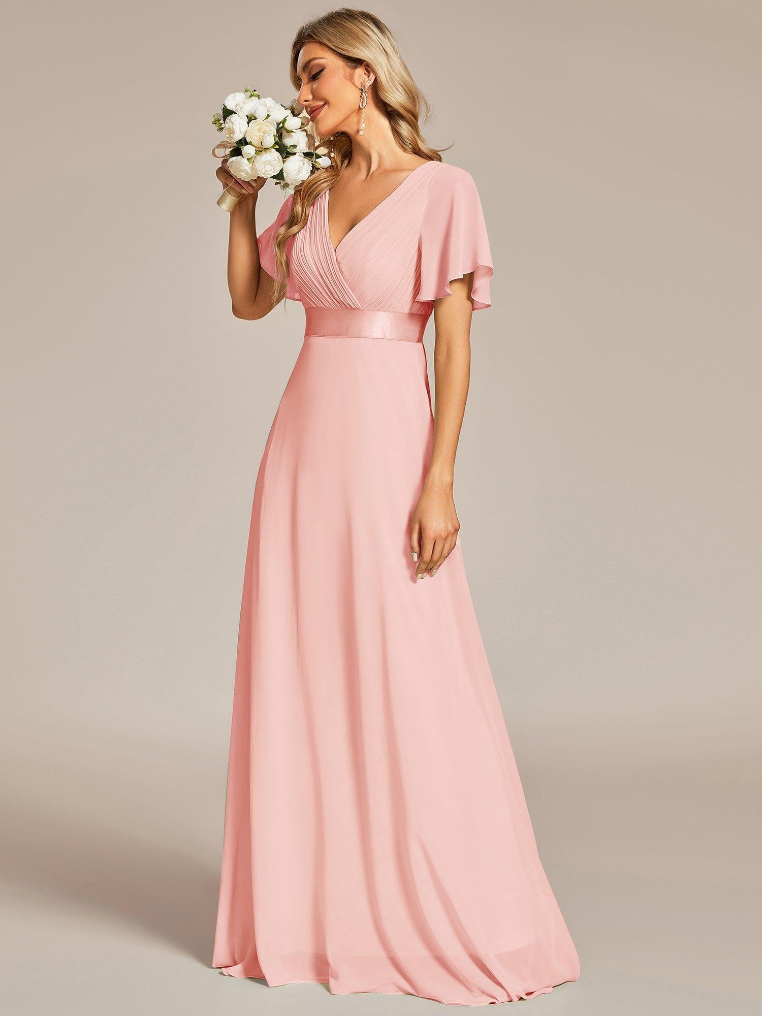 Prudence | Empire Waist Prom Dress with Flutter Sleeves