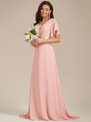 Prudence | Empire Waist Prom Dress with Flutter Sleeves