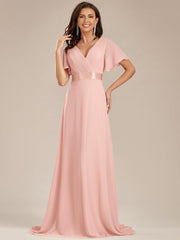 Prudence | Empire Waist Prom Dress with Flutter Sleeves
