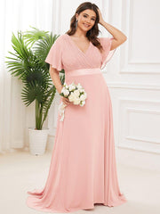 Prudence | Empire Waist Prom Dress with Flutter Sleeves