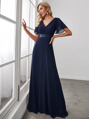 Prudence | Empire Waist Prom Dress with Flutter Sleeves
