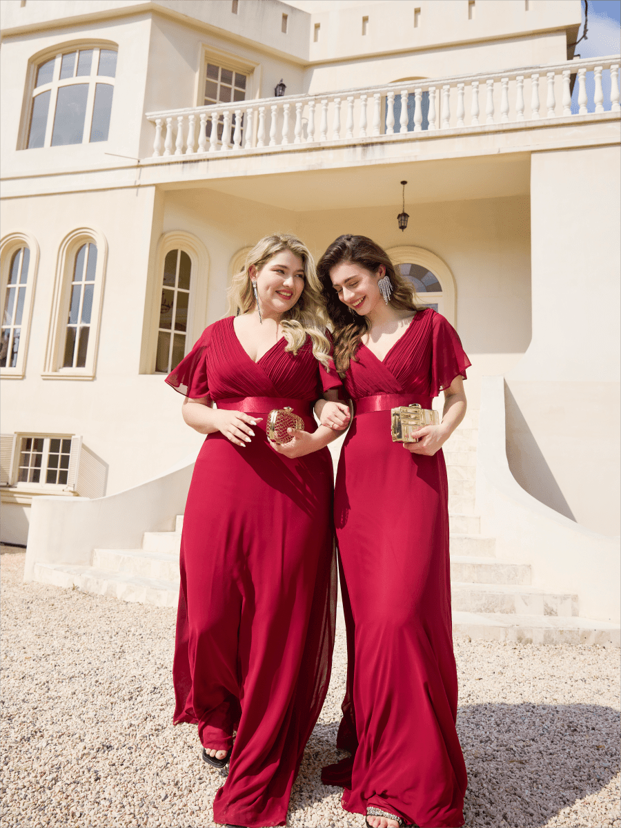 Prudence | Empire Waist Prom Dress with Flutter Sleeves