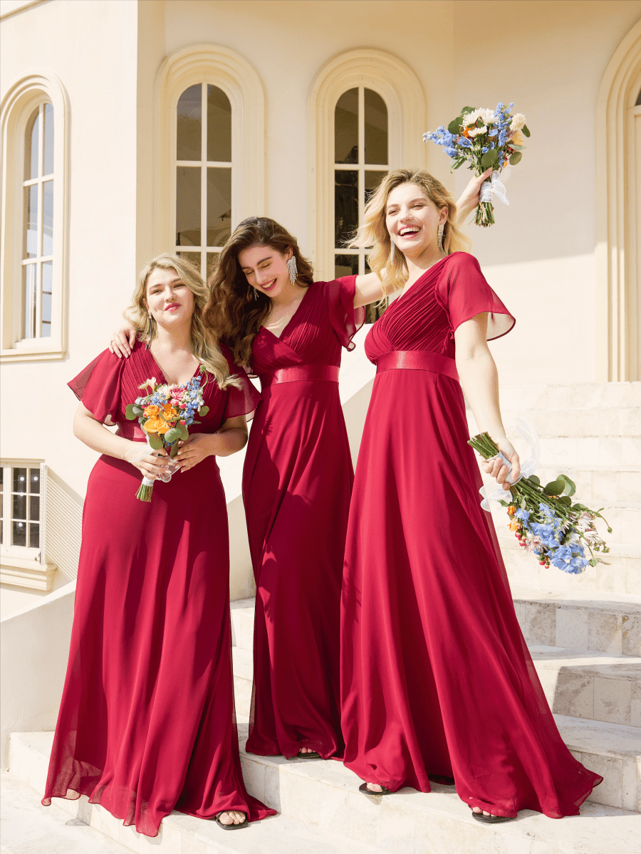 Prudence | Empire Waist Prom Dress with Flutter Sleeves