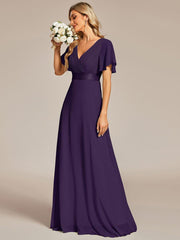Prudence | Empire Waist Prom Dress with Flutter Sleeves