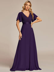 Prudence | Empire Waist Prom Dress with Flutter Sleeves