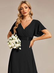 Prudence | Empire Waist Prom Dress with Flutter Sleeves