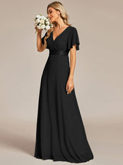 Prudence | Empire Waist Prom Dress with Flutter Sleeves