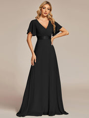 Prudence | Empire Waist Prom Dress with Flutter Sleeves