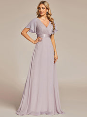 Prudence | Empire Waist Prom Dress with Flutter Sleeves