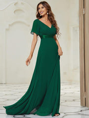 Prudence | Empire Waist Prom Dress with Flutter Sleeves