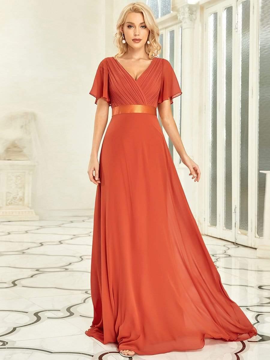 Prudence | Empire Waist Prom Dress with Flutter Sleeves