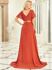 Prudence | Empire Waist Prom Dress with Flutter Sleeves