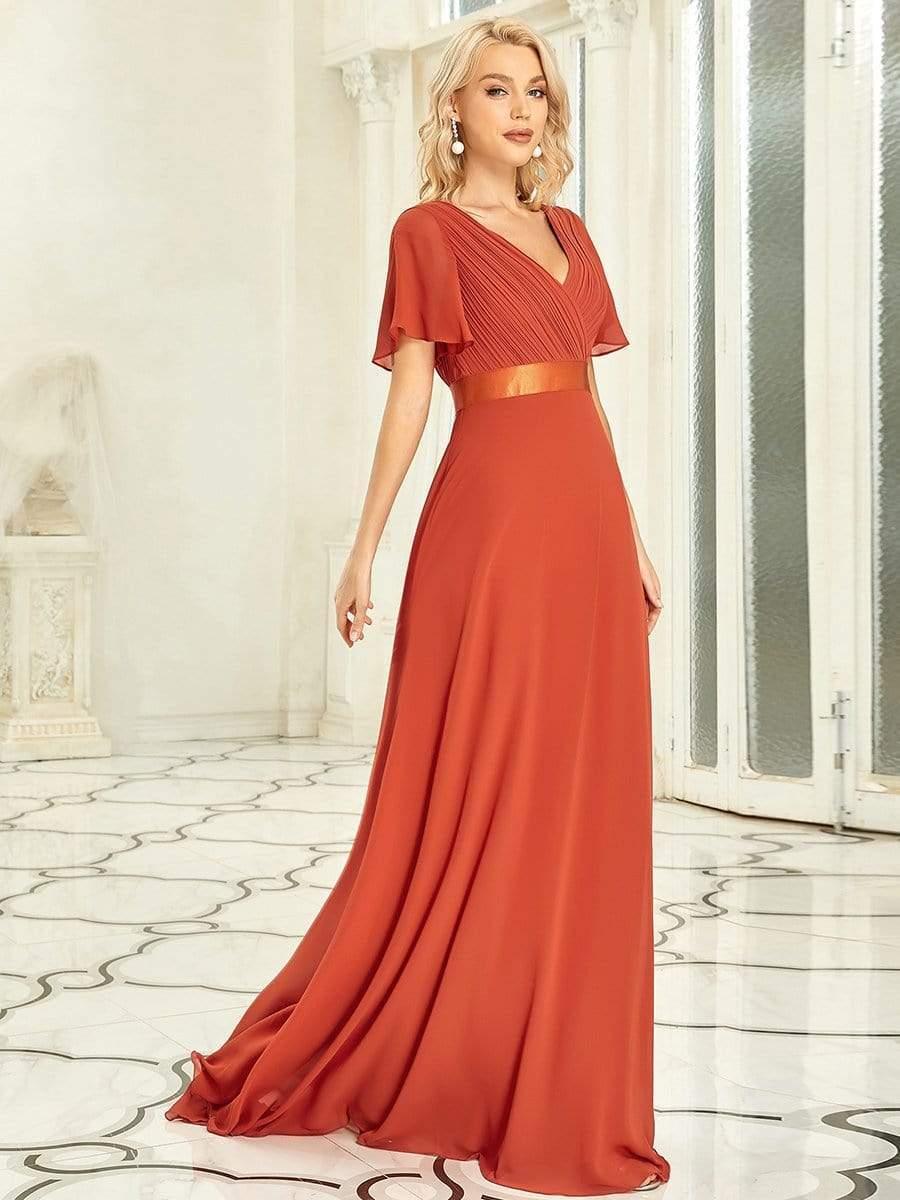Prudence | Empire Waist Prom Dress with Flutter Sleeves