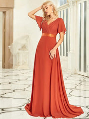 Prudence | Empire Waist Prom Dress with Flutter Sleeves
