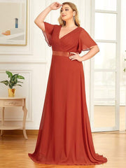 Prudence | Empire Waist Prom Dress with Flutter Sleeves