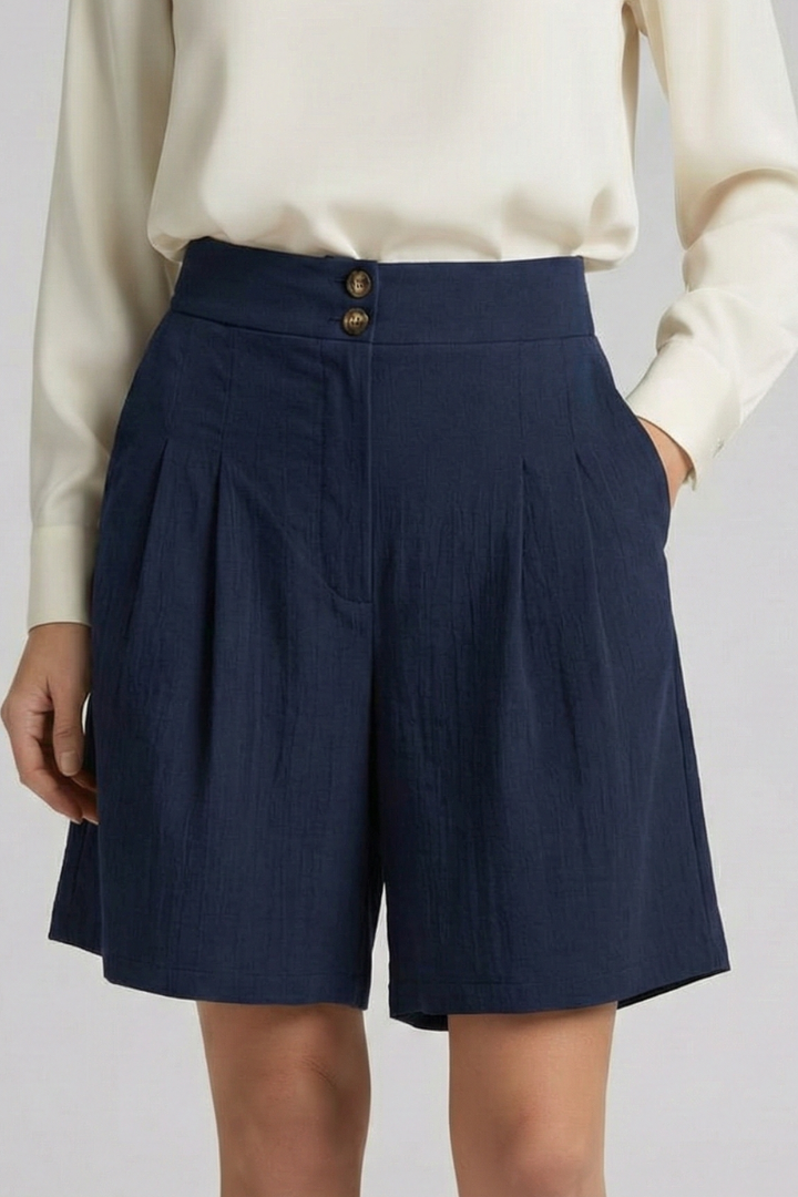 Quinn | High Waist Pleated Tailored Shorts