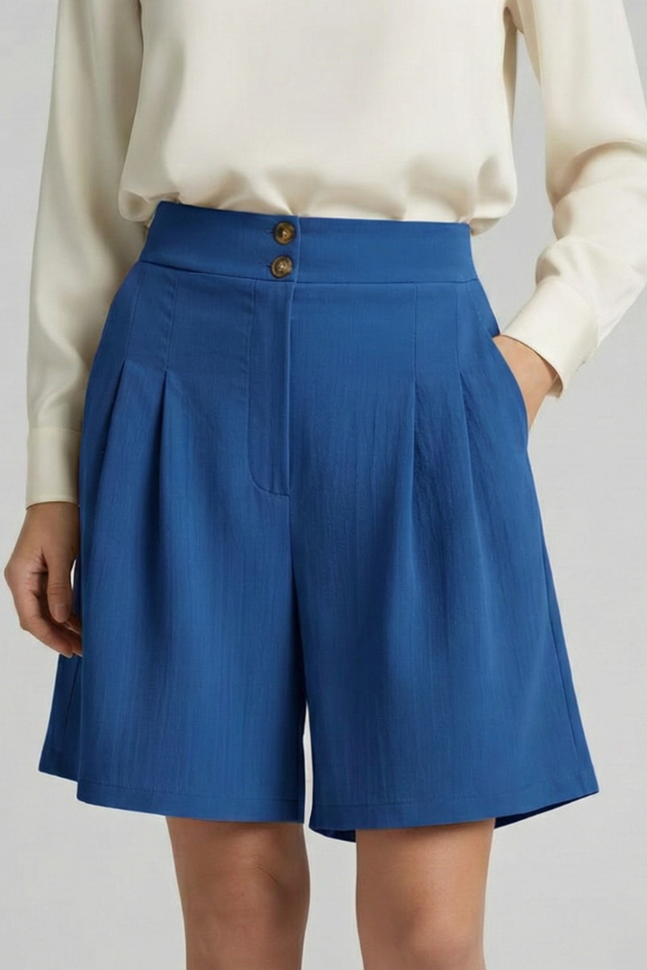 Quinn | High Waist Pleated Tailored Shorts