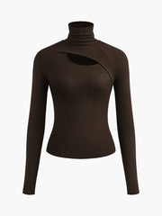 Roberta | Asymmetric Cutout Turtleneck Long Sleeve Top Concert Outfit