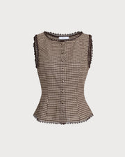 Rowan | Classic Fit Brown Plaid Holiday Clothes Vest