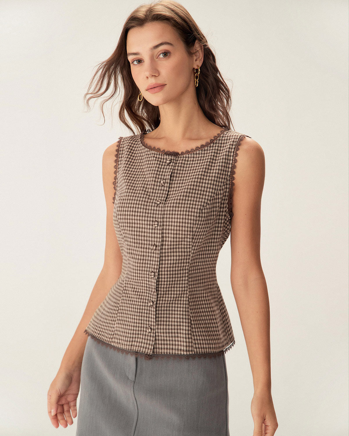 Rowan | Classic Fit Brown Plaid Holiday Clothes Vest