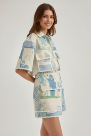 Rowena | Relaxed Fit Patchwork Two-Piece Shorts Set