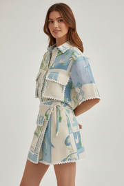 Rowena | Relaxed Fit Patchwork Two-Piece Shorts Set
