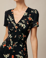 Ruth | V Neck Floral Button-Up Summer Mini Dress