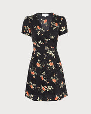 Ruth | V Neck Floral Button-Up Summer Mini Dress