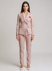 Rylan | Tailored Fit Tweed Blazer Suit - Soft Pink / XS(2)