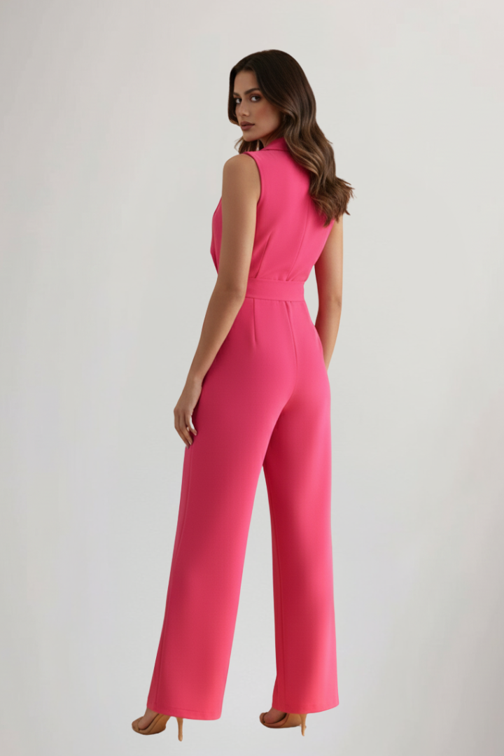 Sabine | Sleeveless V-Neck Tie-Waist Jumpsuit