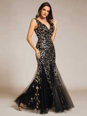 Serena | Fishtail Maxi Dress with Double V-Neck