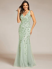 Serena | Fishtail Maxi Dress with Double V-Neck
