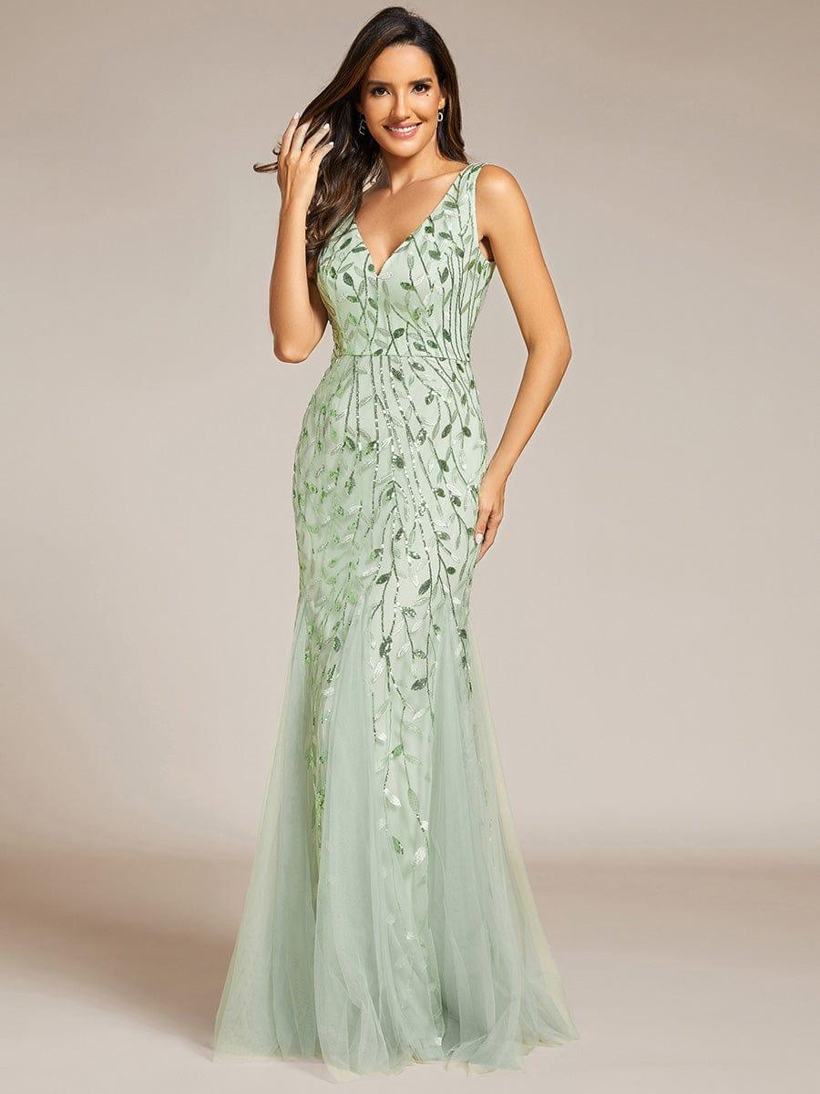 Serena | Fishtail Maxi Dress with Double V-Neck