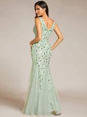 Serena | Fishtail Maxi Dress with Double V-Neck