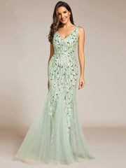 Serena | Fishtail Maxi Dress with Double V-Neck