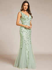 Serena | Fishtail Maxi Dress with Double V-Neck
