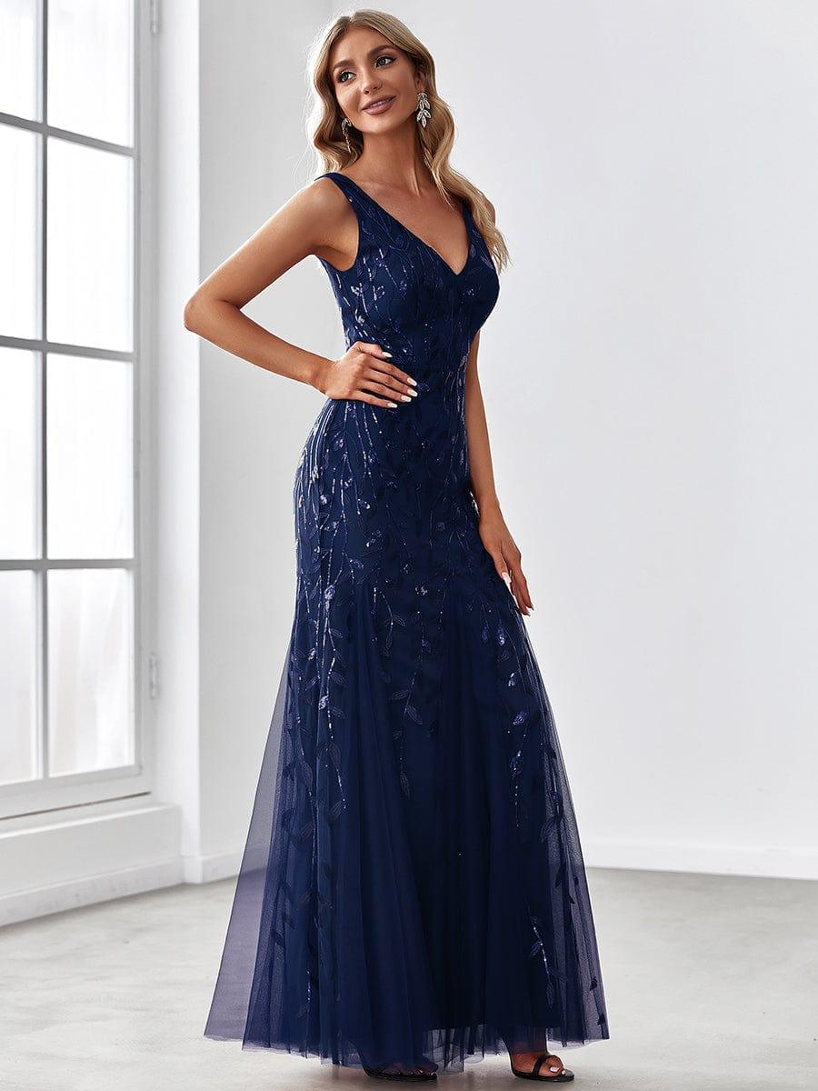 Serena | Fishtail Maxi Dress with Double V-Neck