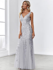 Serena | Fishtail Maxi Dress with Double V-Neck