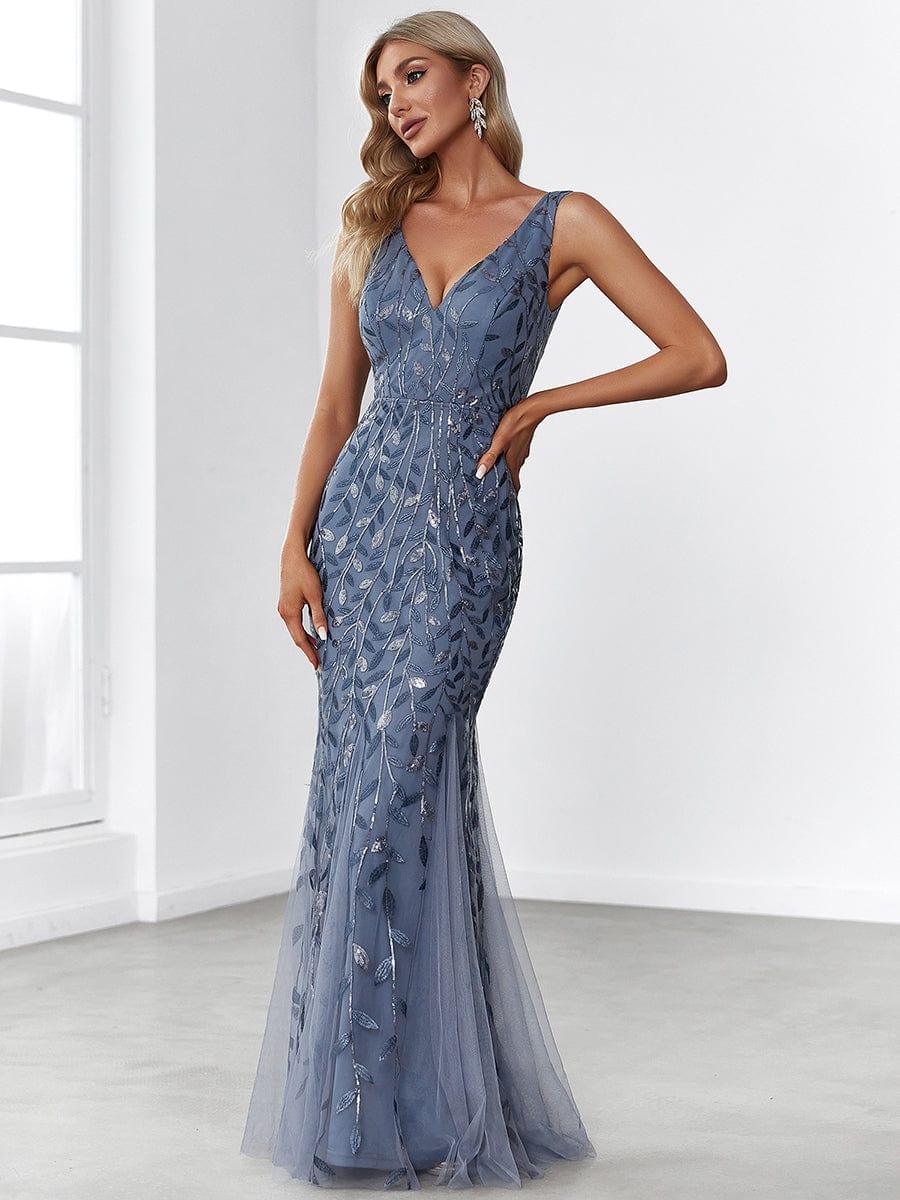 Serena | Fishtail Maxi Dress with Double V-Neck