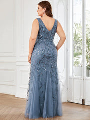 Serena | Fishtail Maxi Dress with Double V-Neck