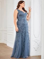Serena | Fishtail Maxi Dress with Double V-Neck