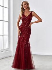 Serena | Fishtail Maxi Dress with Double V-Neck