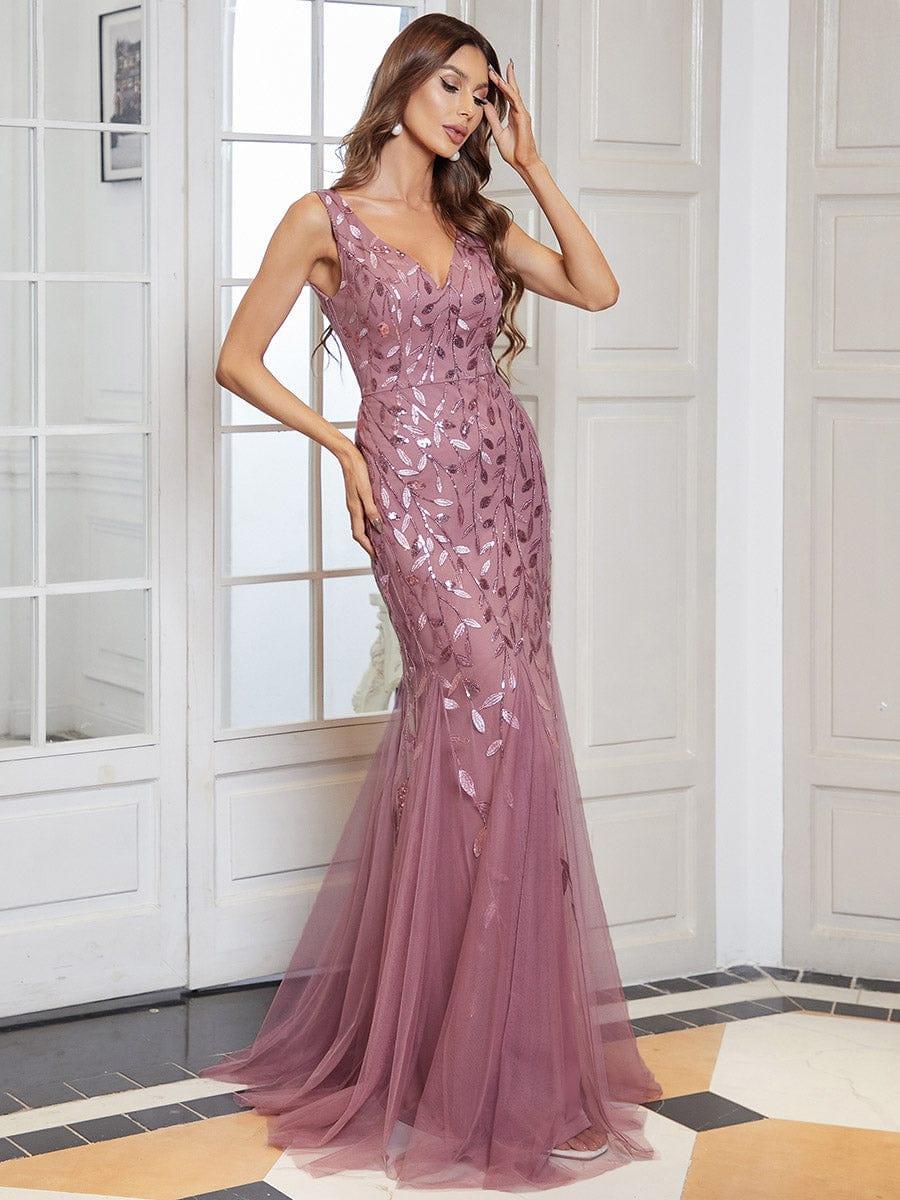 Serena | Fishtail Maxi Dress with Double V-Neck
