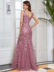 Serena | Fishtail Maxi Dress with Double V-Neck
