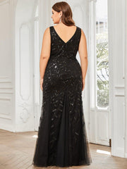 Serena | Fishtail Maxi Dress with Double V-Neck