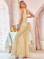 Serena | Fishtail Maxi Dress with Double V-Neck