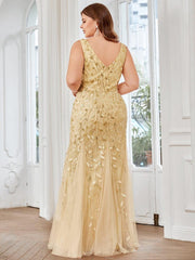 Serena | Fishtail Maxi Dress with Double V-Neck
